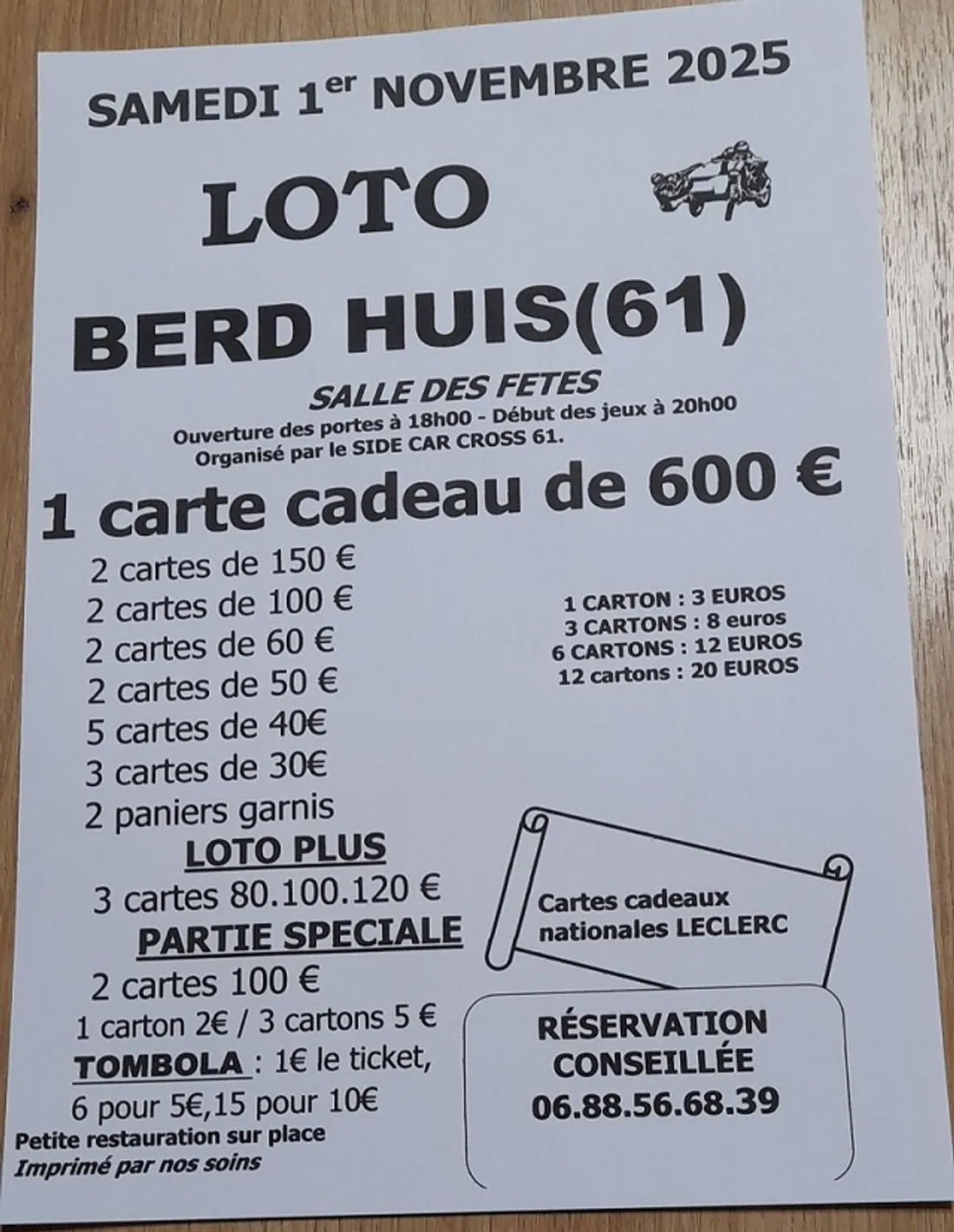 BERD'HUIS (61) - Loto du Side Car Cross 61