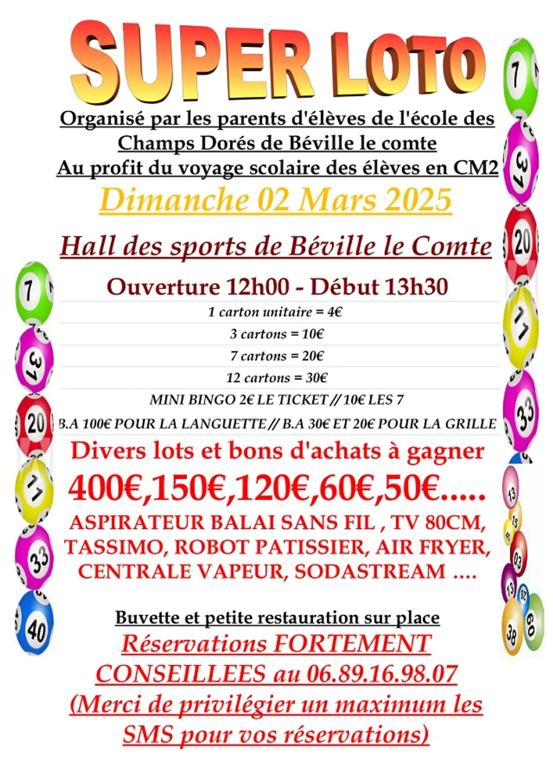 BÉVILLE-LE-COMTE - Super loto de l'APE