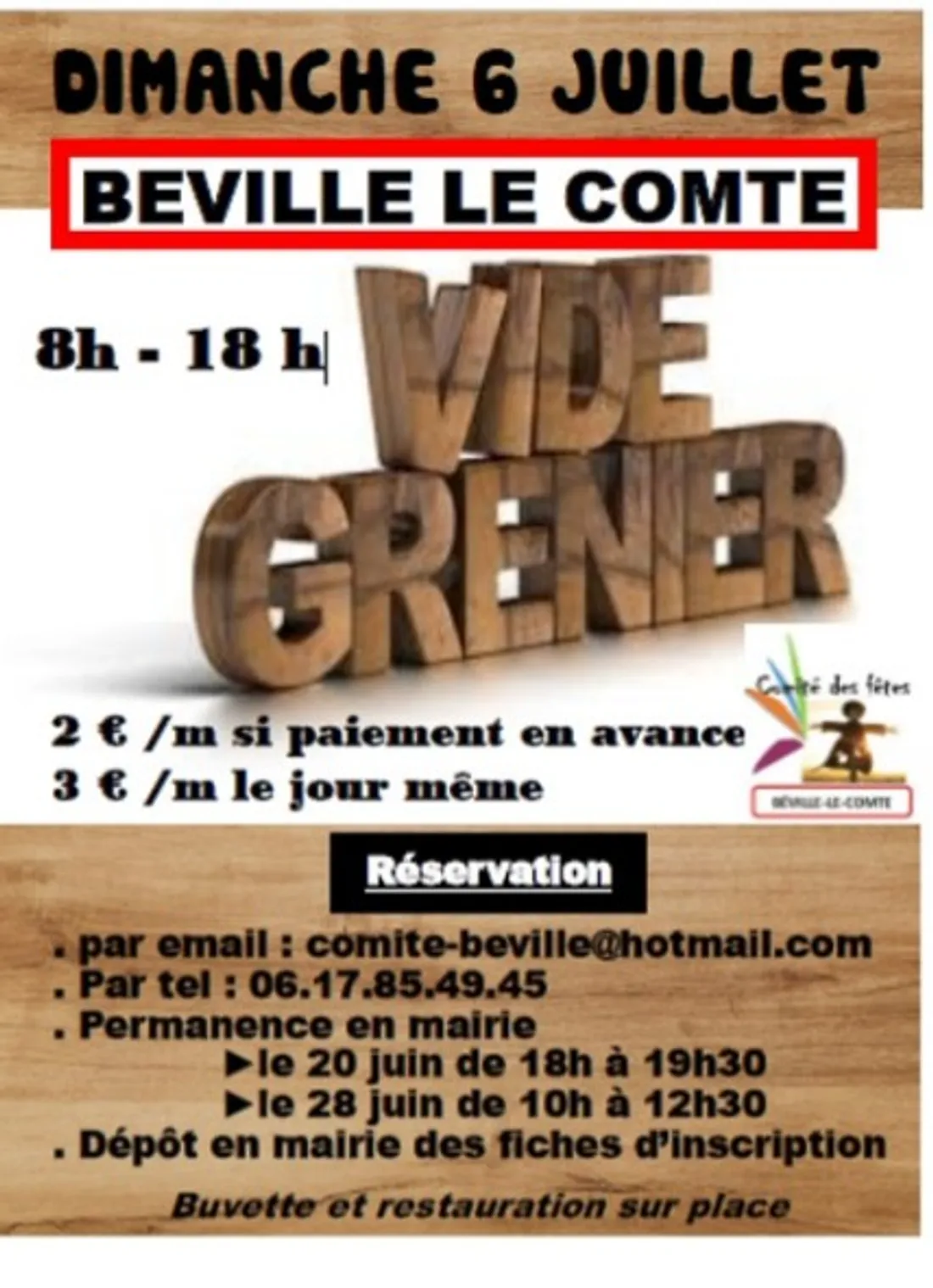 BÉVILLE-LE-COMTE - Vide-greniers du comité des fêtes