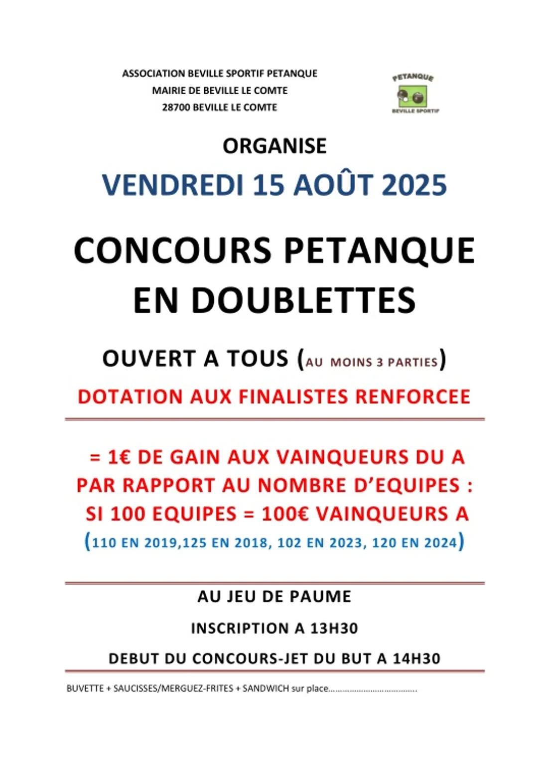 BÉVILLE-LE-COMTE - Concours de pétanque