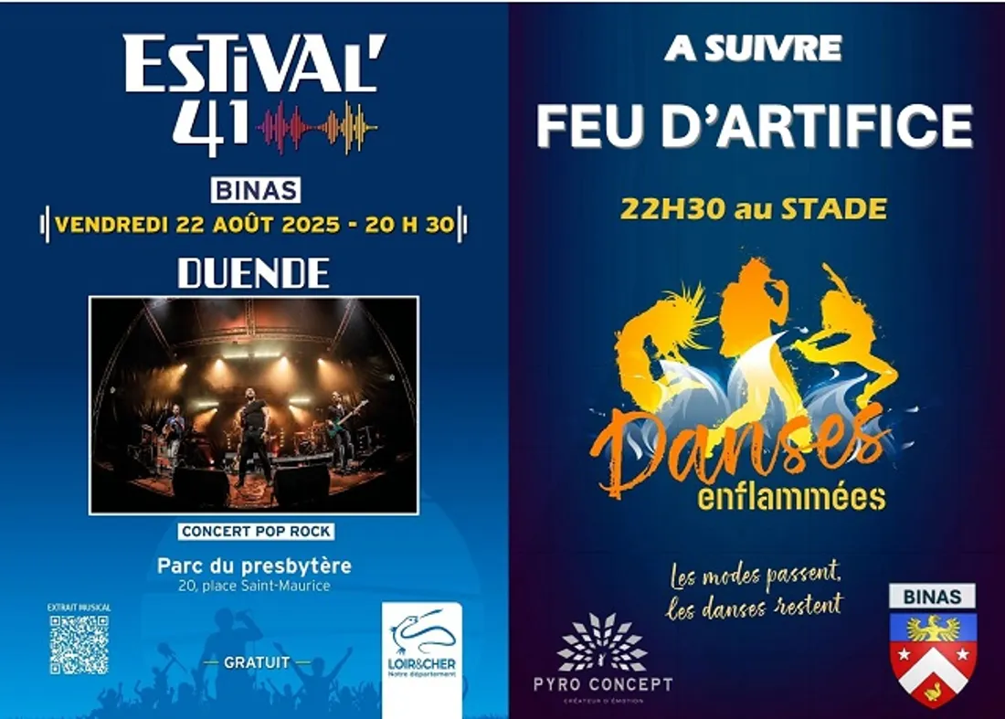 BINAS (41) - Estival'41 : Concert de Duende et Feu d'artifice