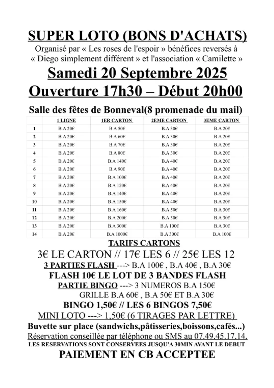 BONNEVAL - Loto des Roses de l'Espoir
