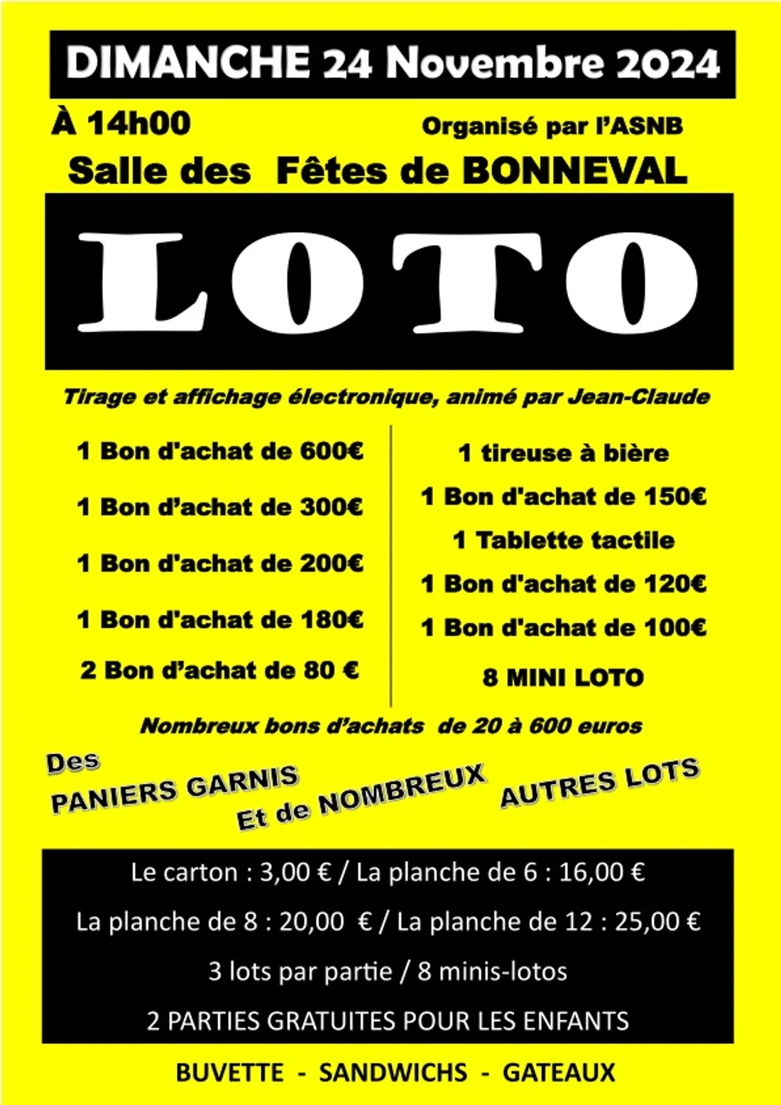 BONNEVAL - Loto de l'ASNB