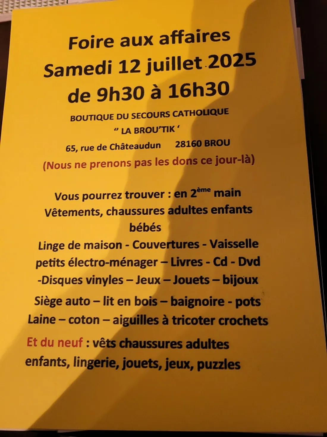 BROU - Foire aux affaires à la Brou'Tik du Secours Catholique