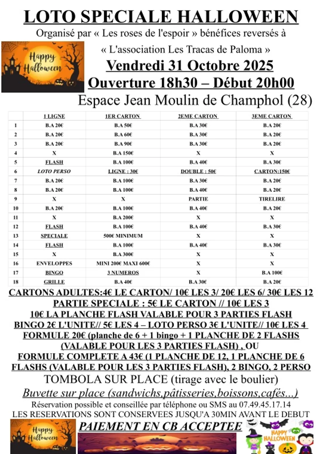CHAMPHOL - Loto spécial Halloween des Roses de l'Espoir