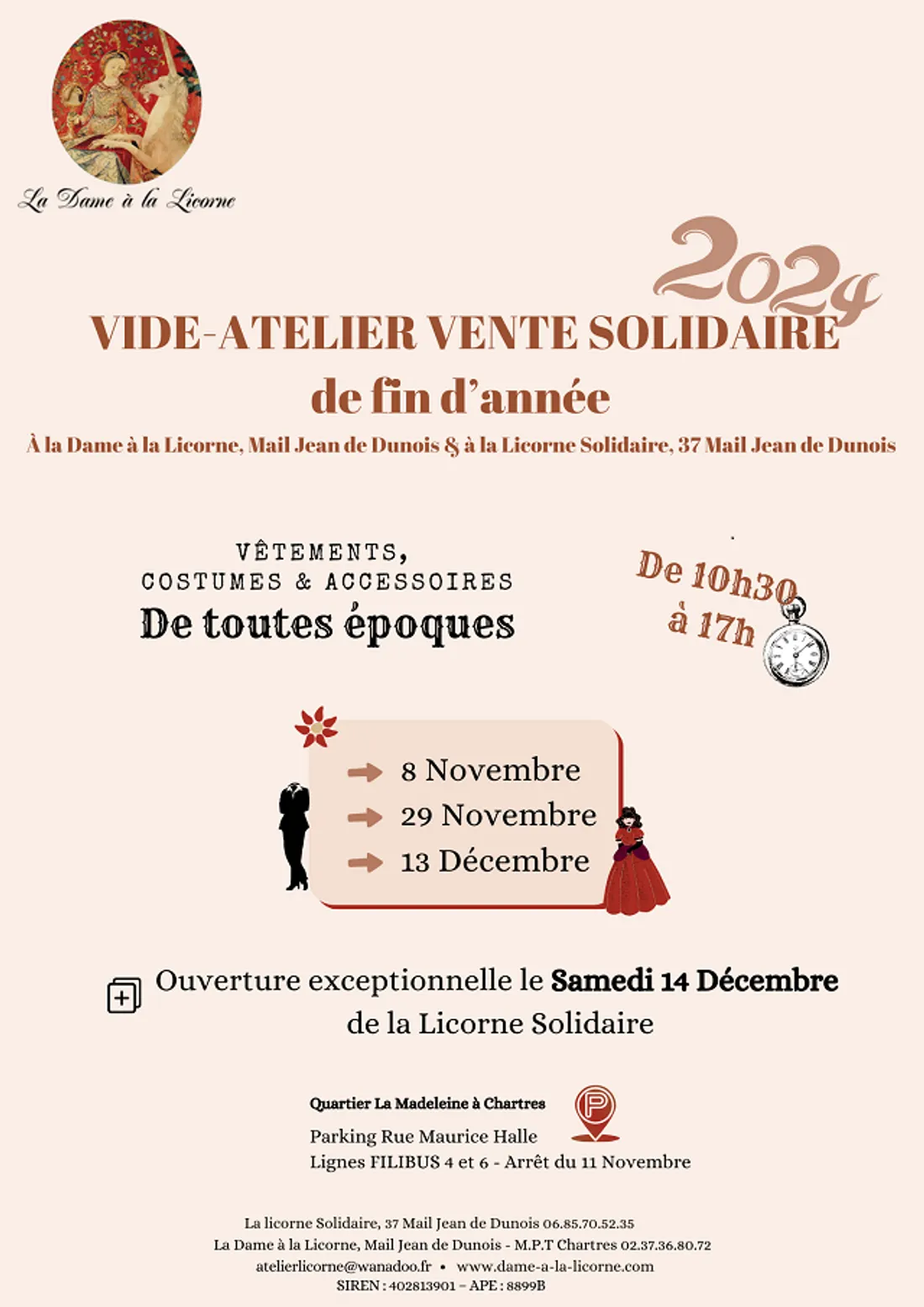 CHARTRES - Vide atelier vente solidaire de la Dame à la Licorne