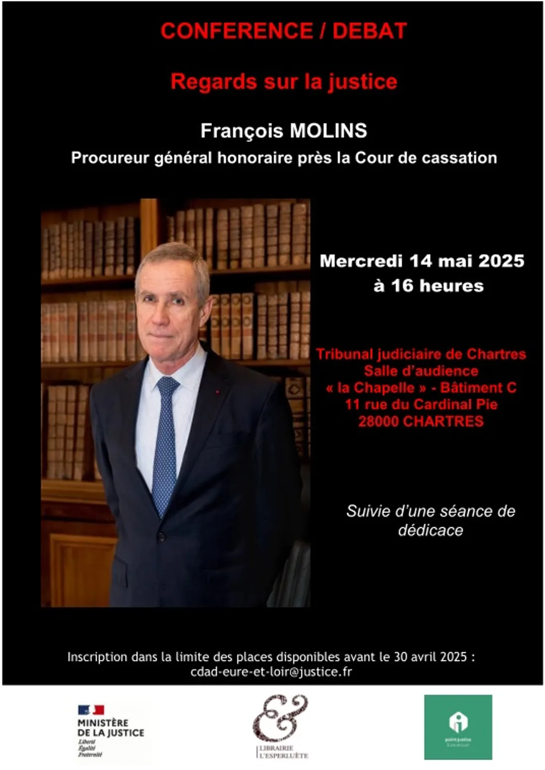 CHARTRES - Conférence débat : François Molins « Regards sur la justice »
