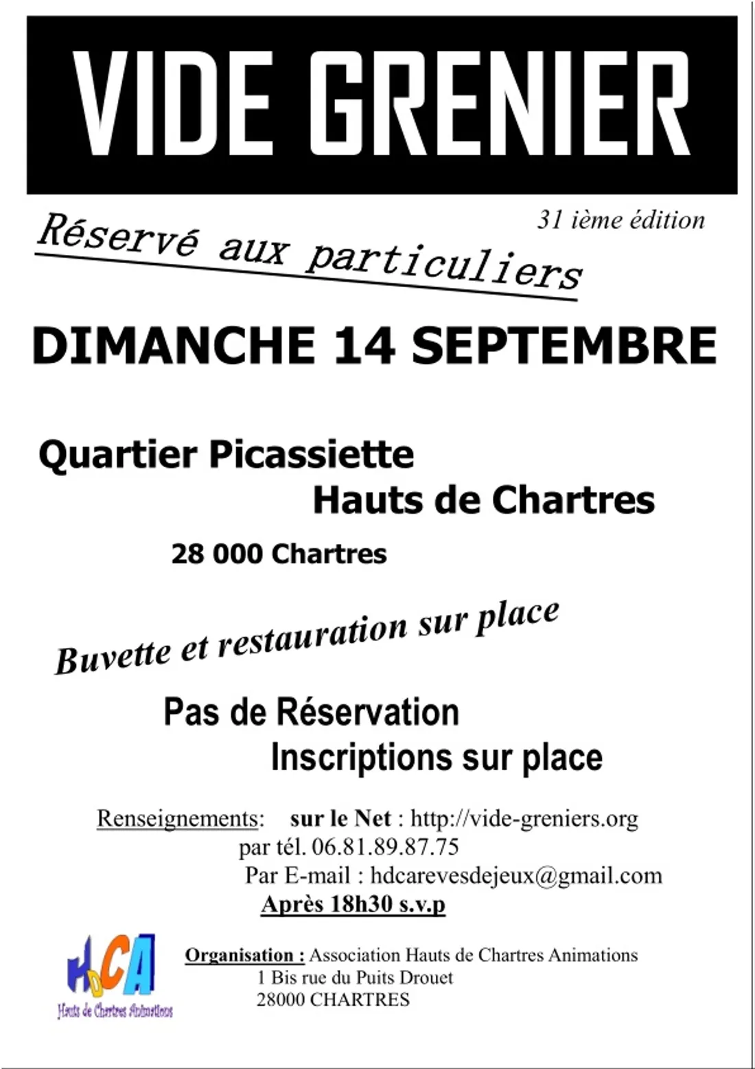 CHARTRES - 31e Vide-greniers quartier Picassiette
