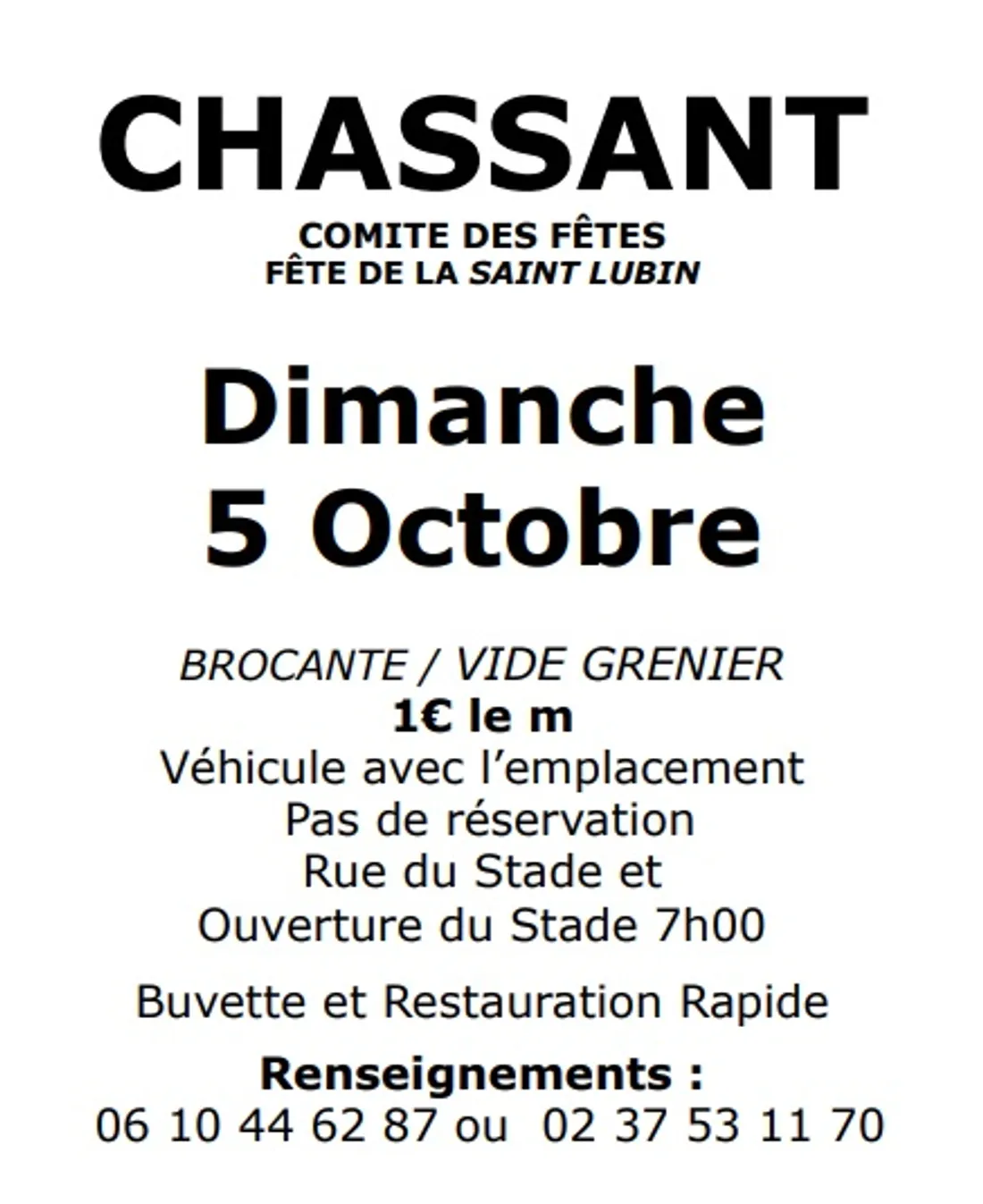 CHASSANT - Vide-greniers de la Saint-Lubin
