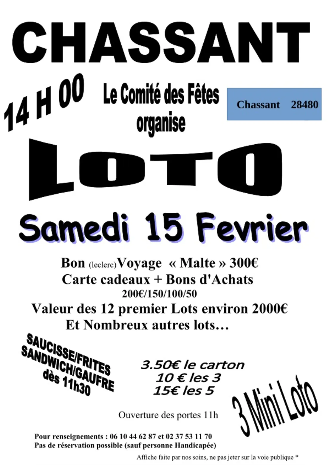 CHASSANT - Loto du comité des fêtes