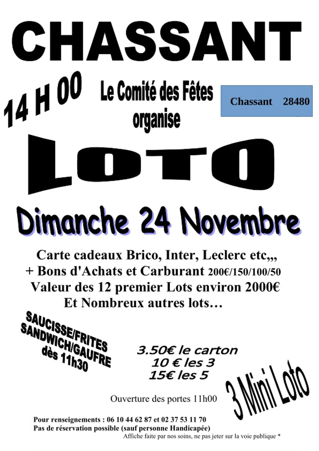 CHASSANT - Loto du comité des fêtes