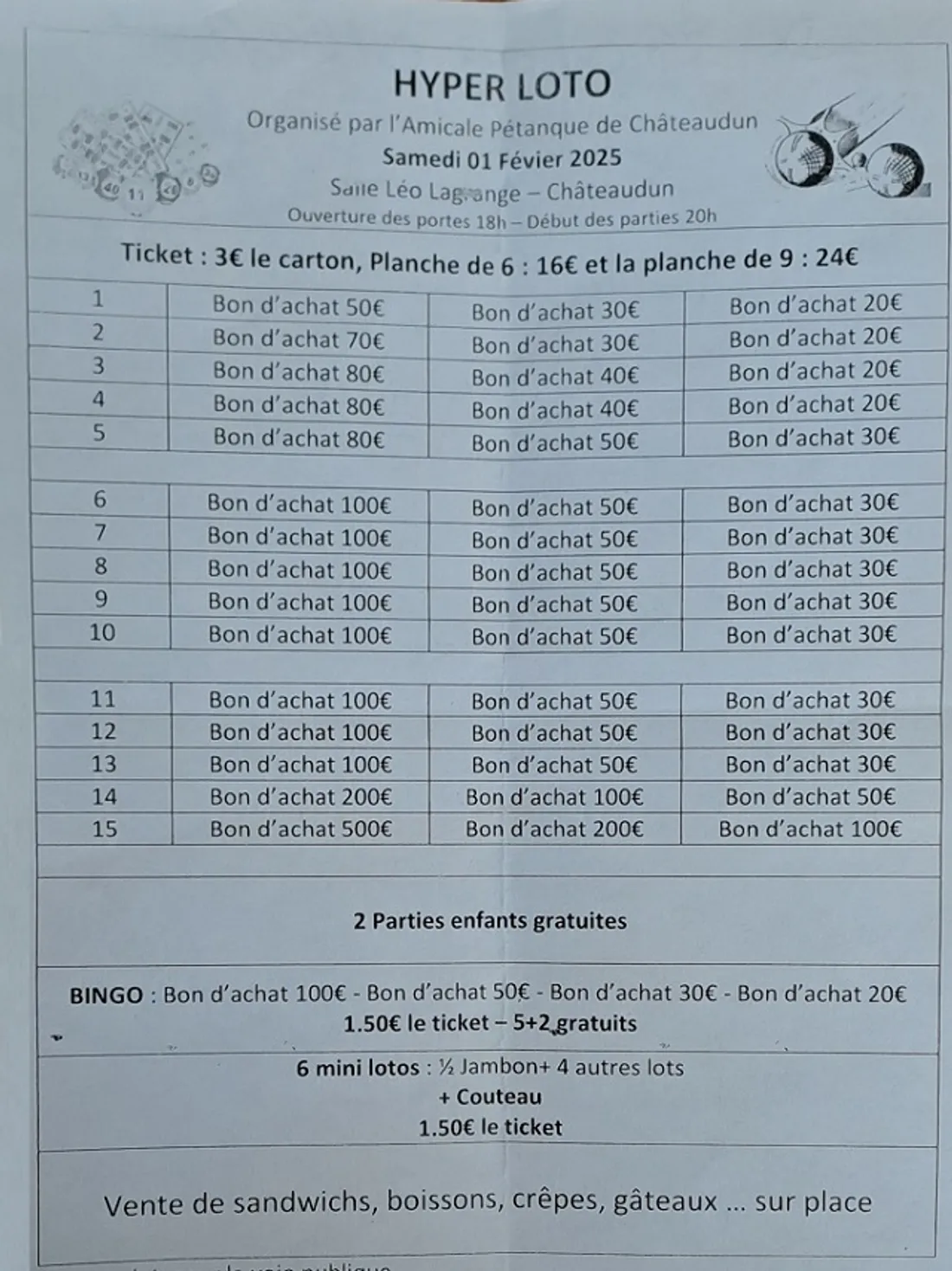 CHÂTEAUDUN - Hyper loto de l'Amicale Pétanque