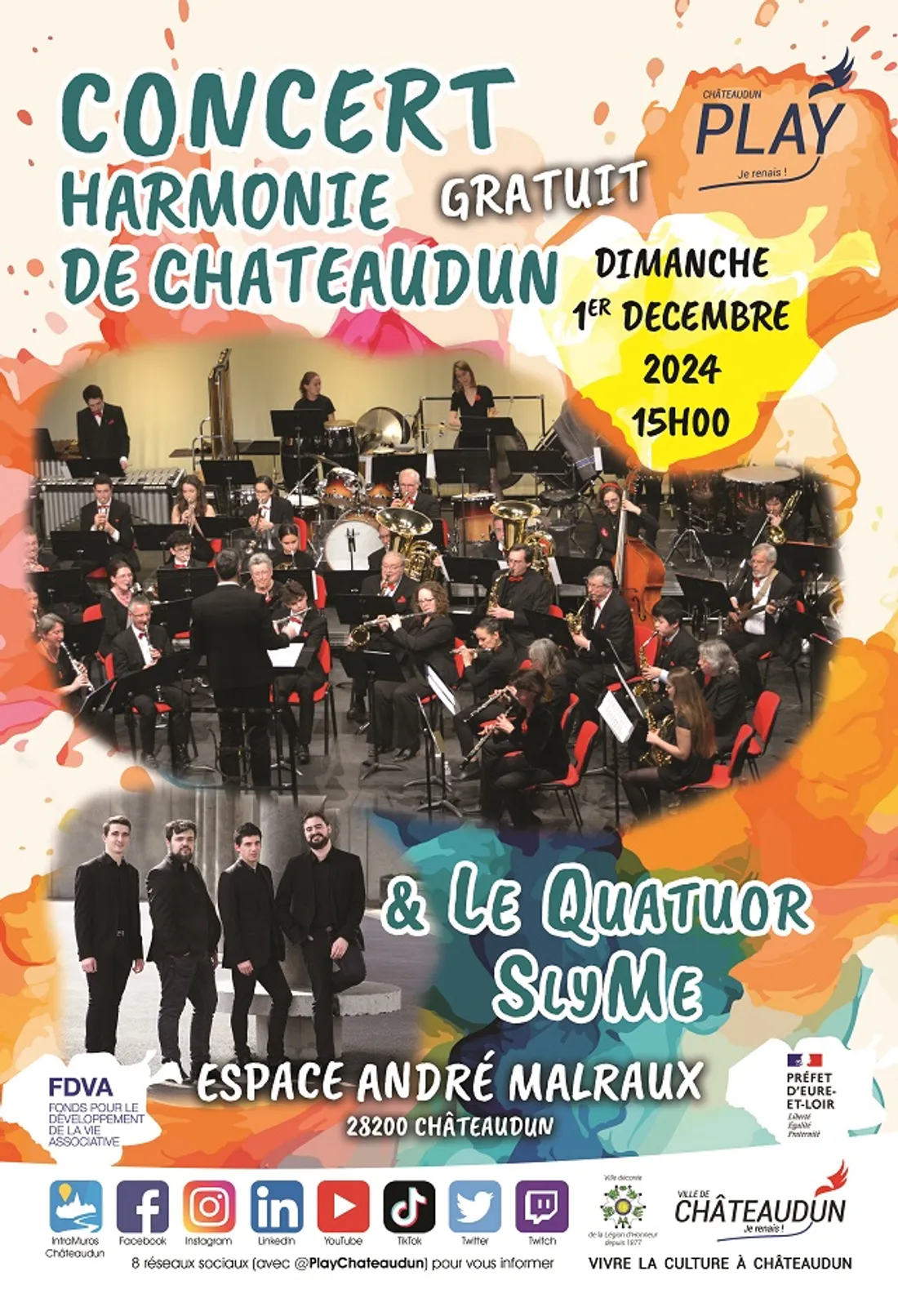 CHÂTEAUDUN – Concert : l'Harmonie de Châteaudun & le Quatuor SlyMe