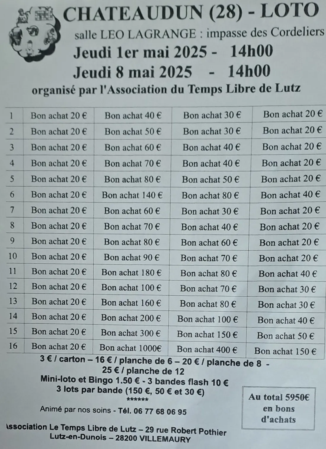 CHÂTEAUDUN - Loto du Temps Libre de Lutz
