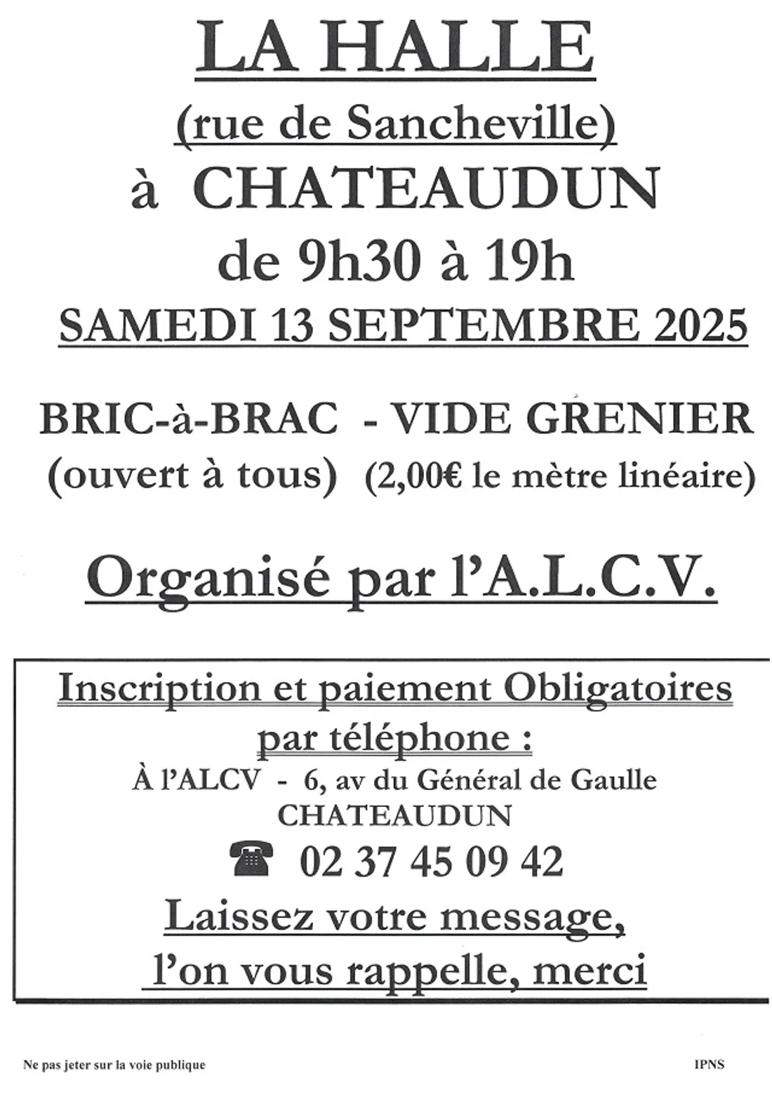 CHÂTEAUDUN - Bric-à-brac, Vide-greniers de l'ALCV