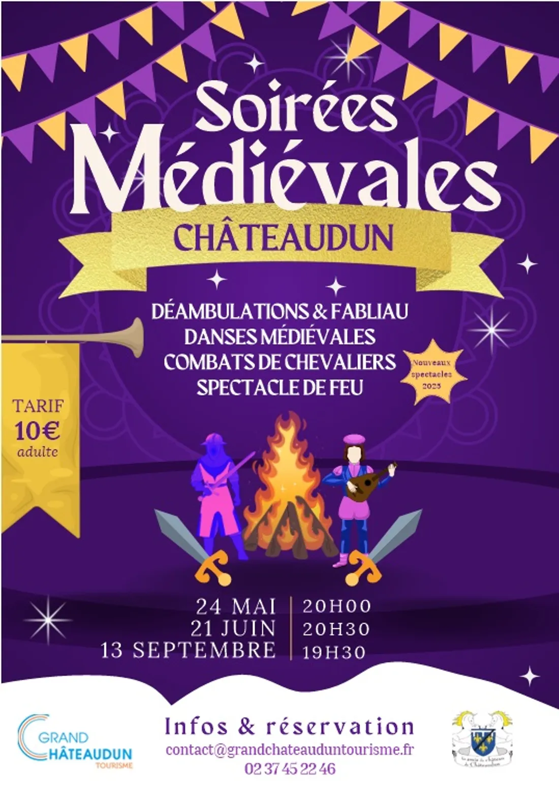 CHÂTEAUDUN - Soirée médiévale : déambulations, danses médiévales, spectacle de feu