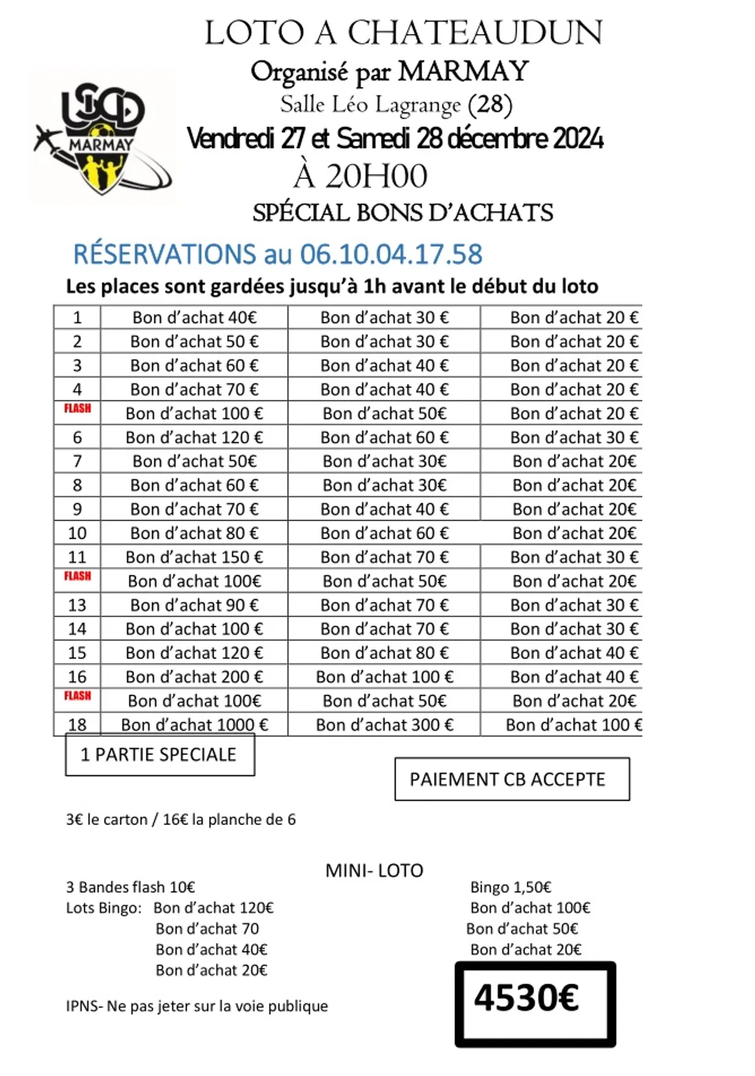 CHÂTEAUDUN - Loto de Marmay