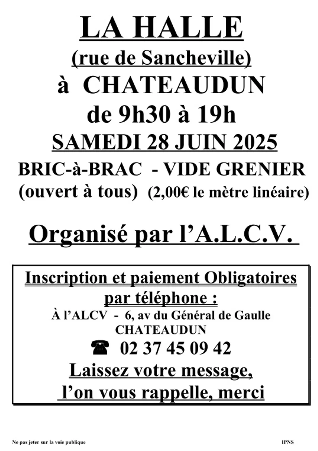 CHÂTEAUDUN - Vide-greniers de l'ALCV