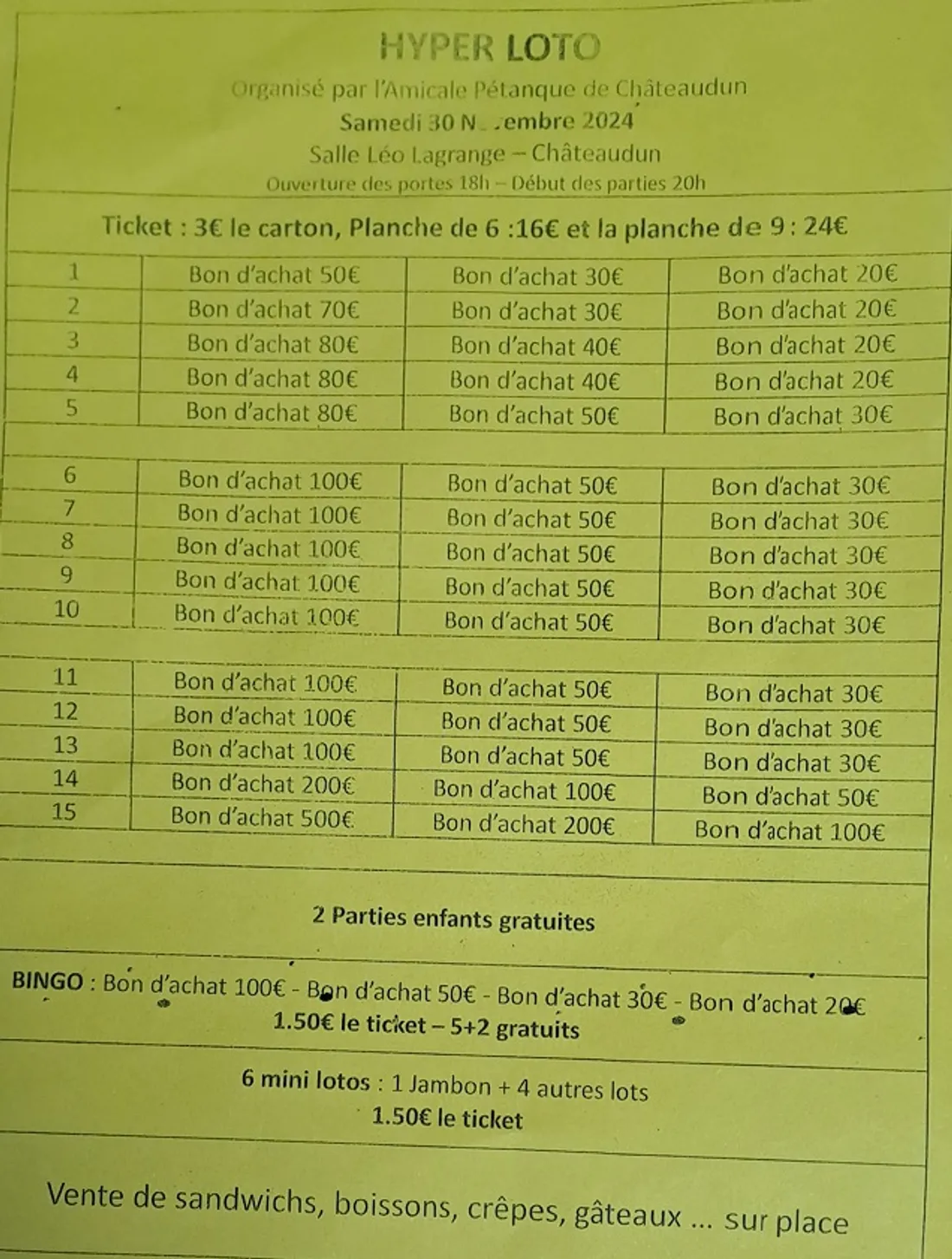 CHÂTEAUDUN - Hyper loto de l'Amicale Pétanque