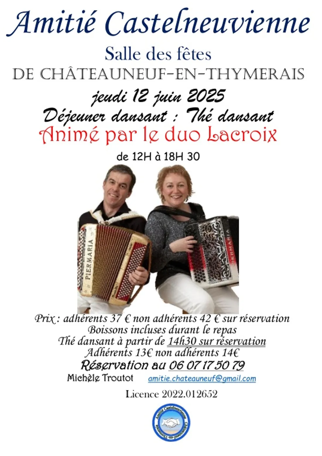 CHÂTEAUNEUF-EN-THYMERAIS - Déjeuner et thé dansant avec le Duo Lacroix