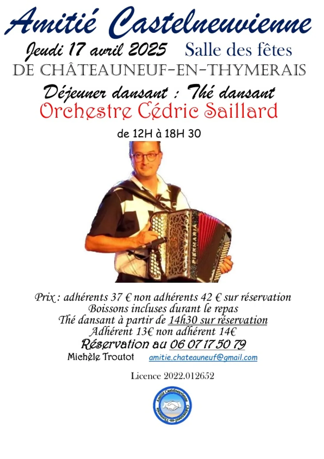 CHÂTEAUNEUF-EN-THYMERAIS - Déjeuner et Thé dansant avec Cédric Saillard