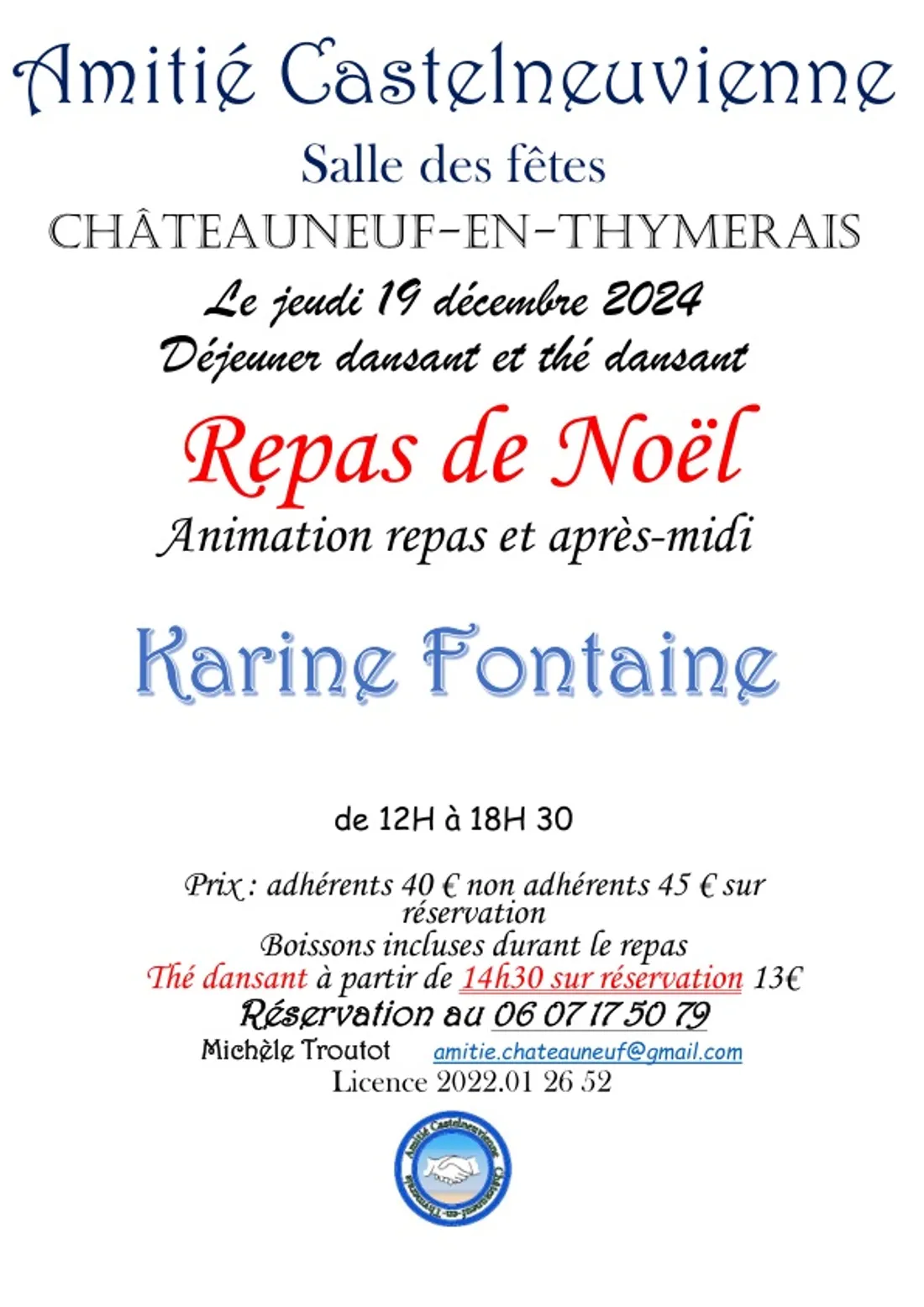CHÂTEAUNEUF-EN-THYMERAIS - Déjeuner et Thé dansant avec Karine Fontaine