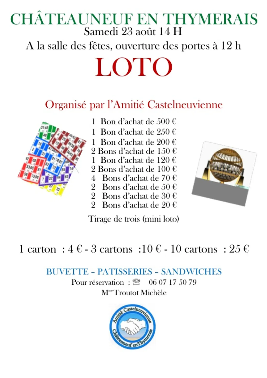 CHÂTEAUNEUF-EN-THYMERAIS - Loto de l'Amitié Castelneuvienne