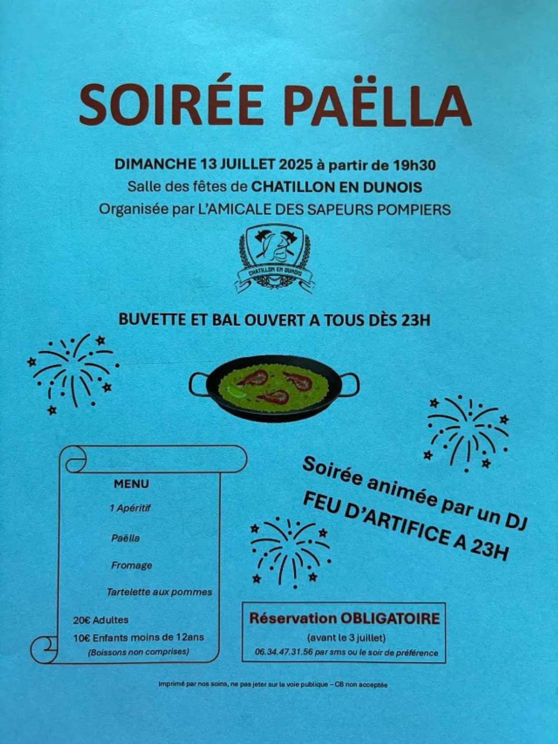CHÂTILLON-EN-DUNOIS - Soirée paëlla et Feu d'artifice