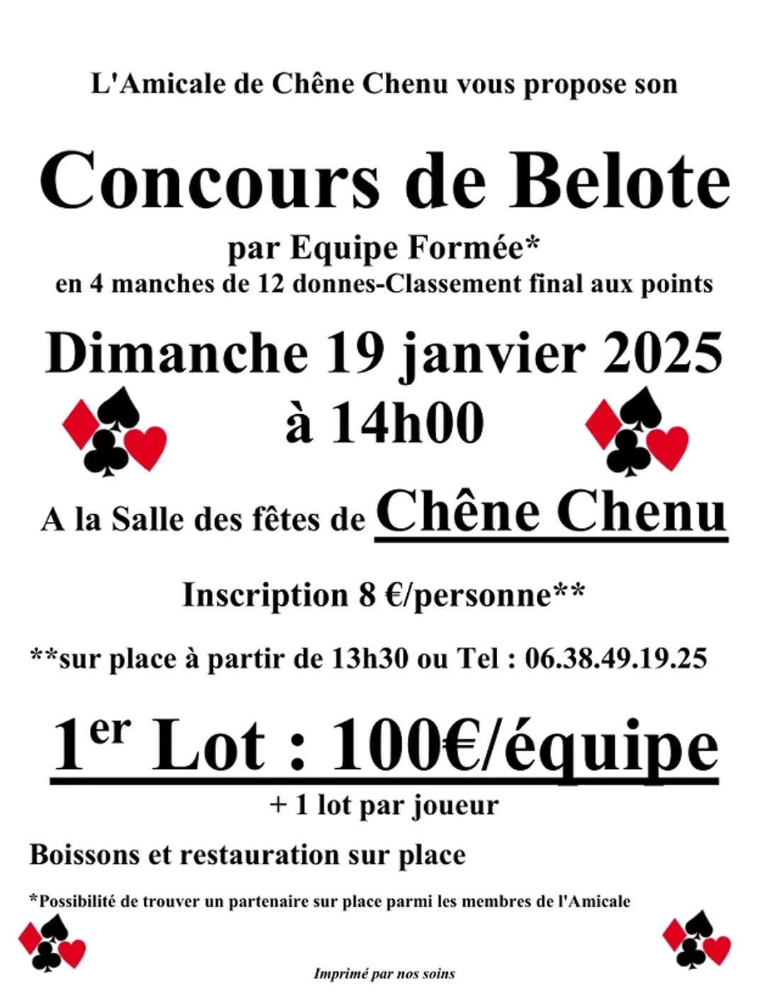 TREMBLAY-LES-VILLAGES - Concours de belote de l'Amicale de Chêne-Chenu
