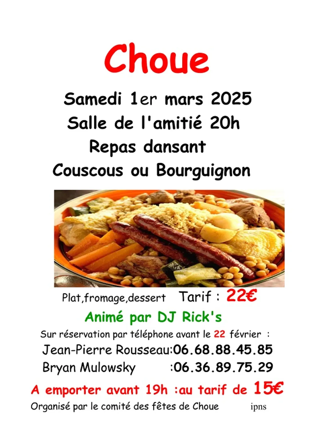 CHOUE (41) - Repas dansant du comité des fêtes