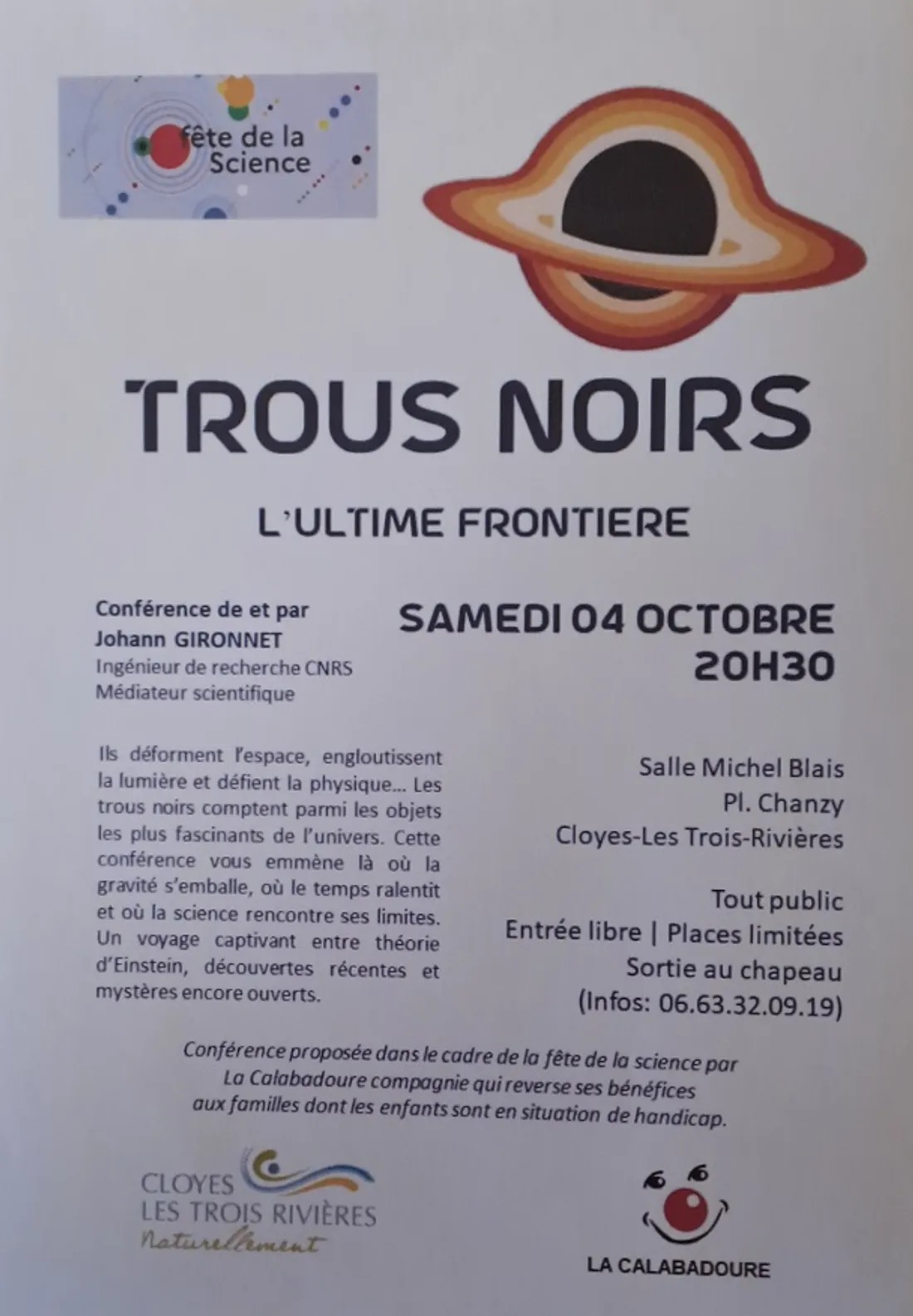 CLOYES-SUR-LE-LOIR - Conférence : Trous noirs, l'ultime frontière