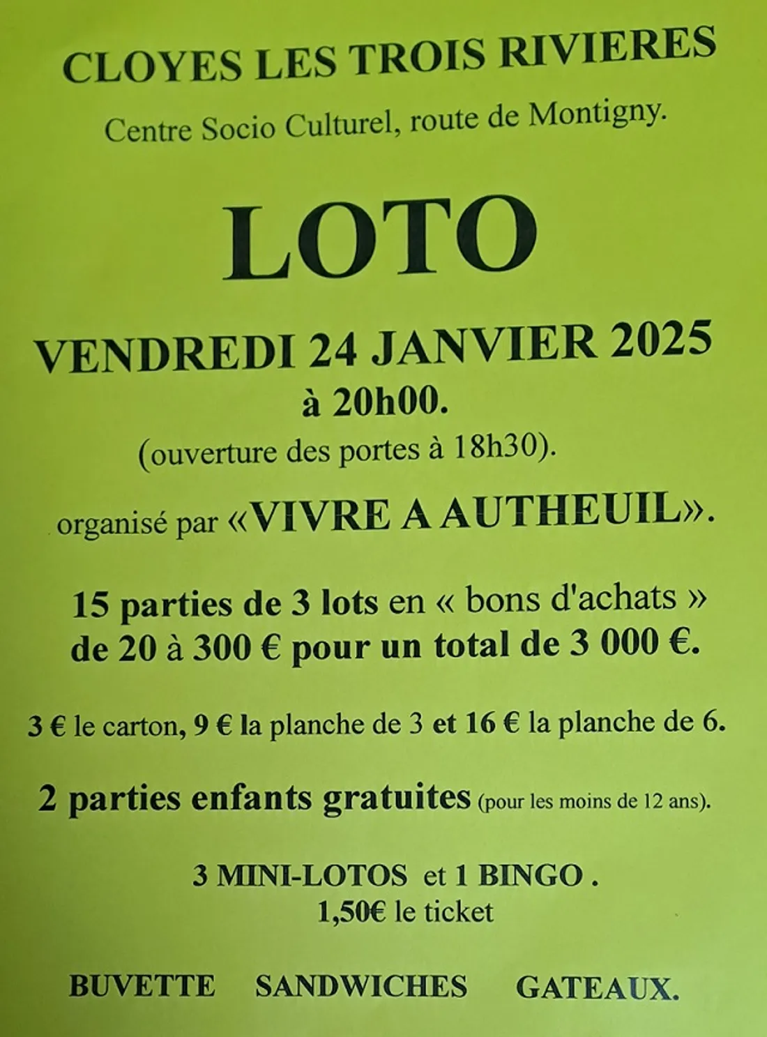 CLOYES-SUR-LE-LOIR - Loto de Vivre à Autheuil