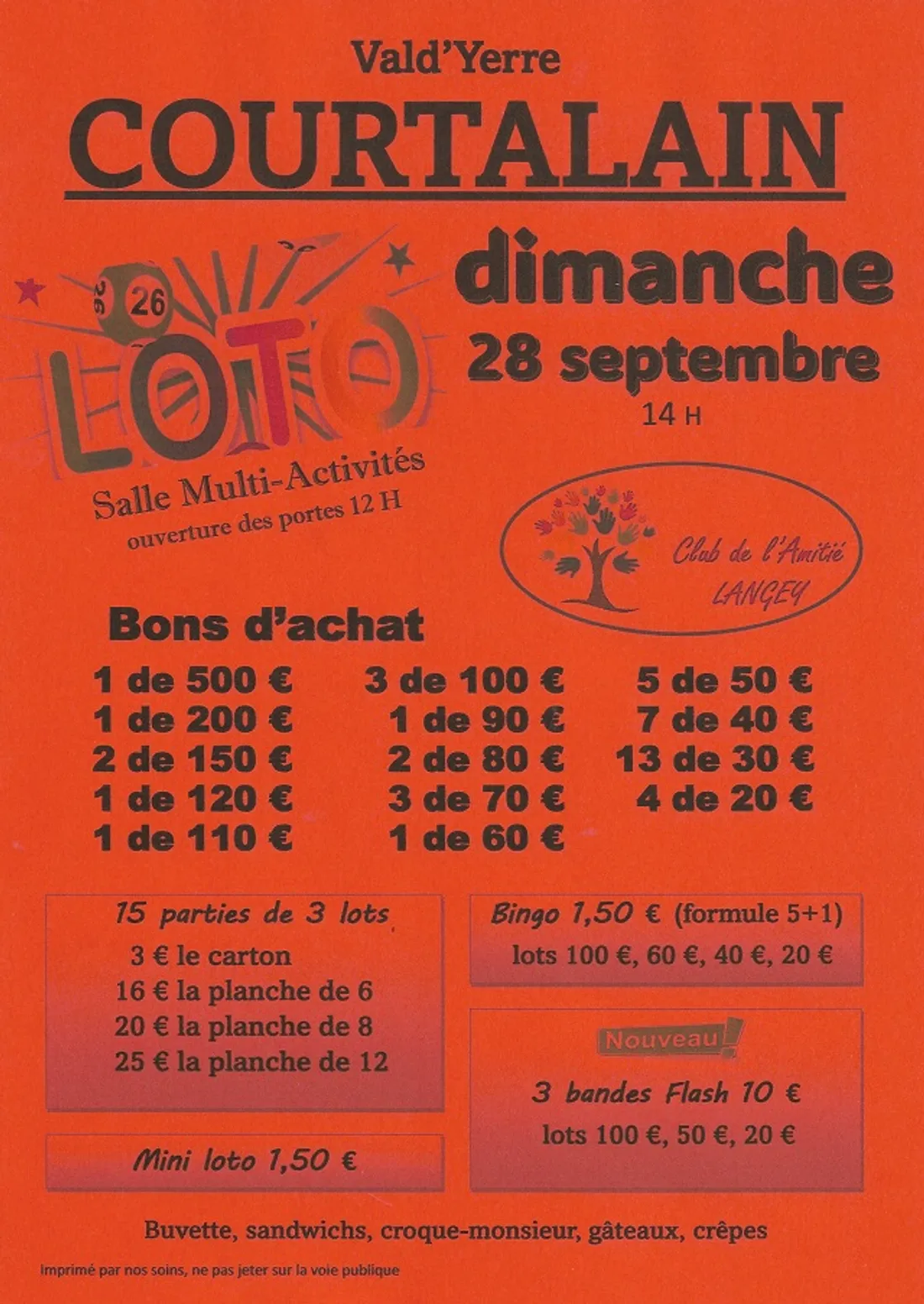 COURTALAIN - Loto du club de l'amitié de Langey