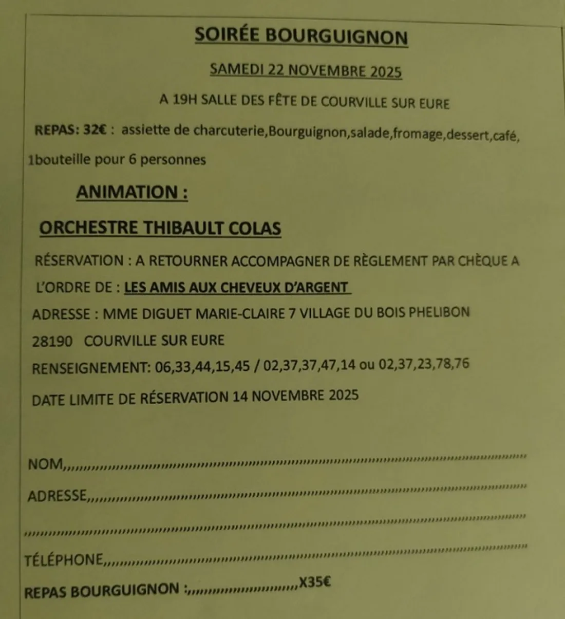 COURVILLE-SUR-EURE - Soirée Beaujolais des Amis aux Cheveux d'Argent