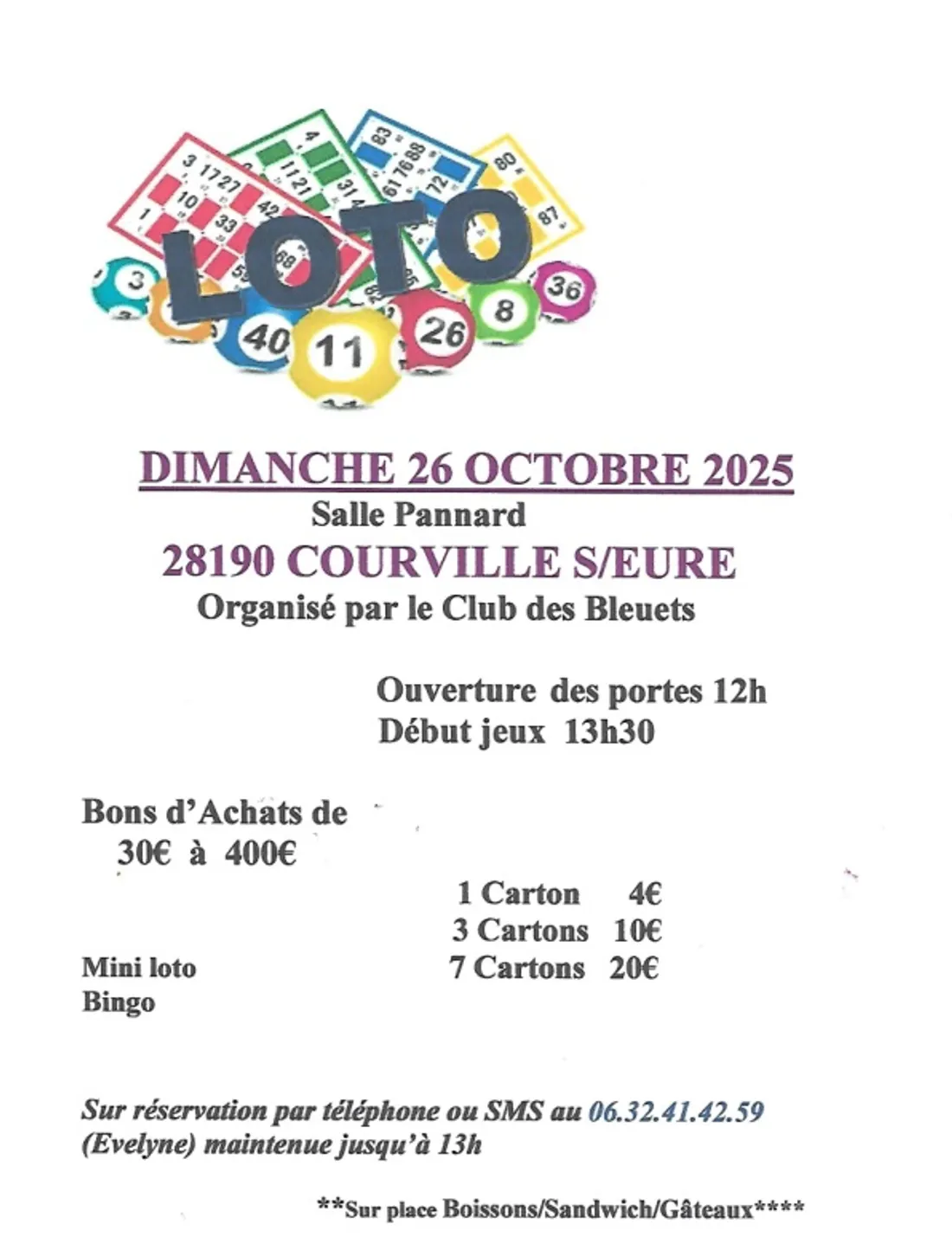 COURVILLE-SUR-EURE - Loto du Club des Bleuets