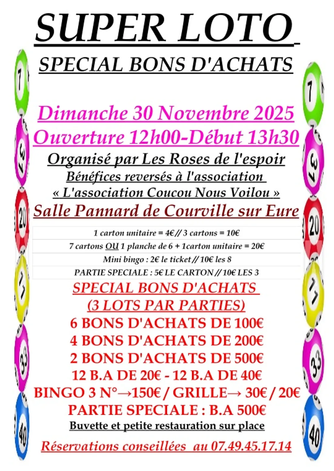 COURVILLE-SUR-EURE - Loto des Roses de l'Espoir