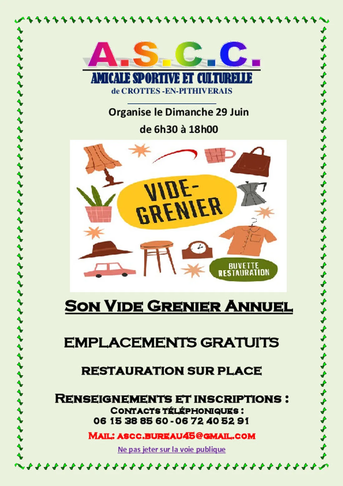CROTTES-EN-PITHIVERAIS (45) - Vide-greniers de l'Association Sportives et Culturelle