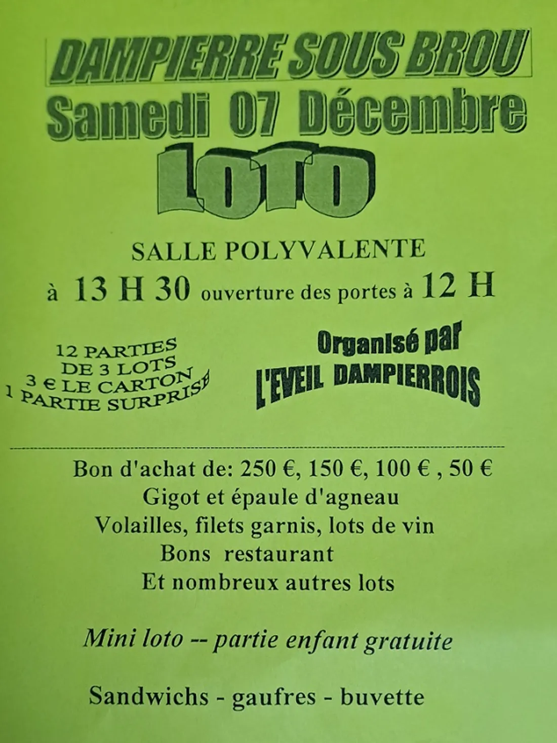 DAMPIERRE-SOUS-BROU - Loto de l’Éveil Dampierrois