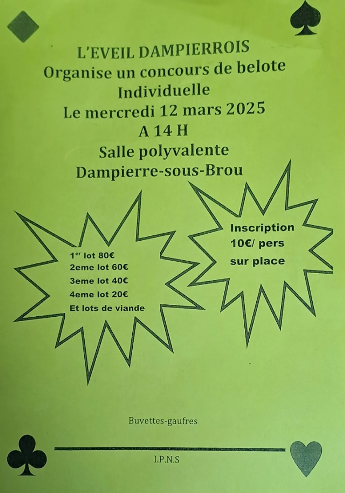 DAMPIERRE-SOUS-BROU - Concours de belote de l’Éveil Dampierrois