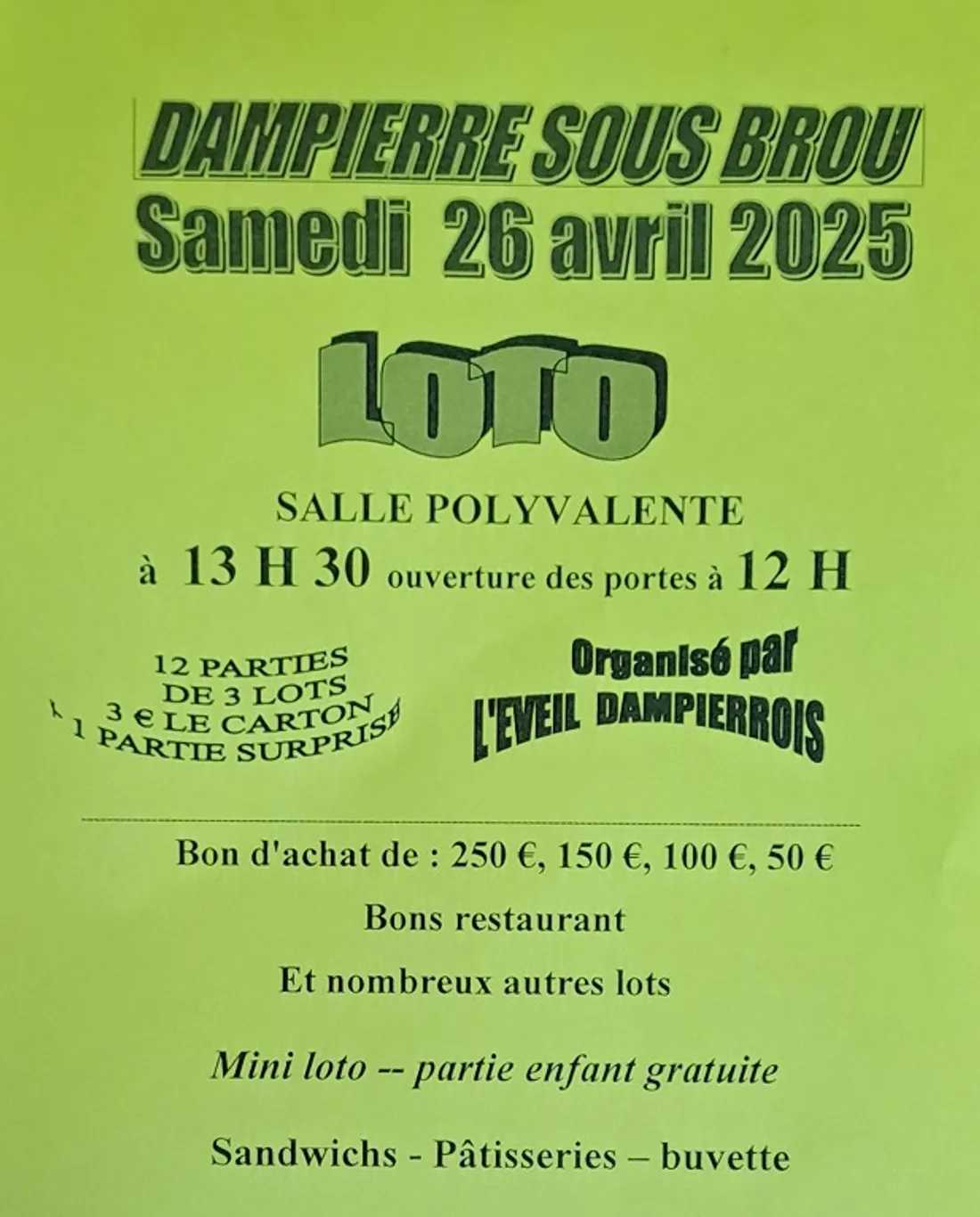 DAMPIERRE-SOUS-BROU - Loto de l’Éveil Dampierrois