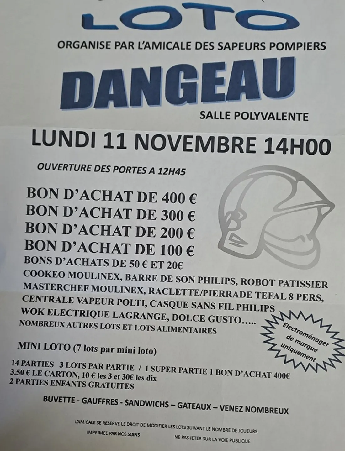 DANGEAU - Loto de l'Amicale des sapeurs-pompiers