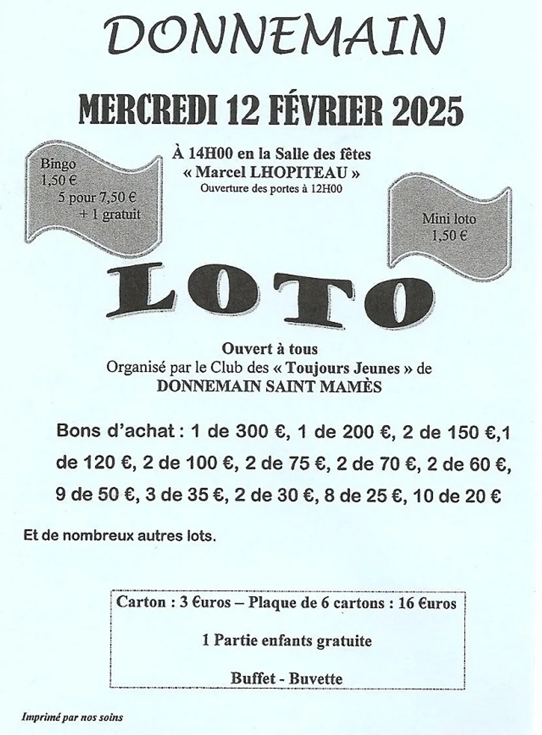 DONNEMAIN - Loto des Toujours Jeunes