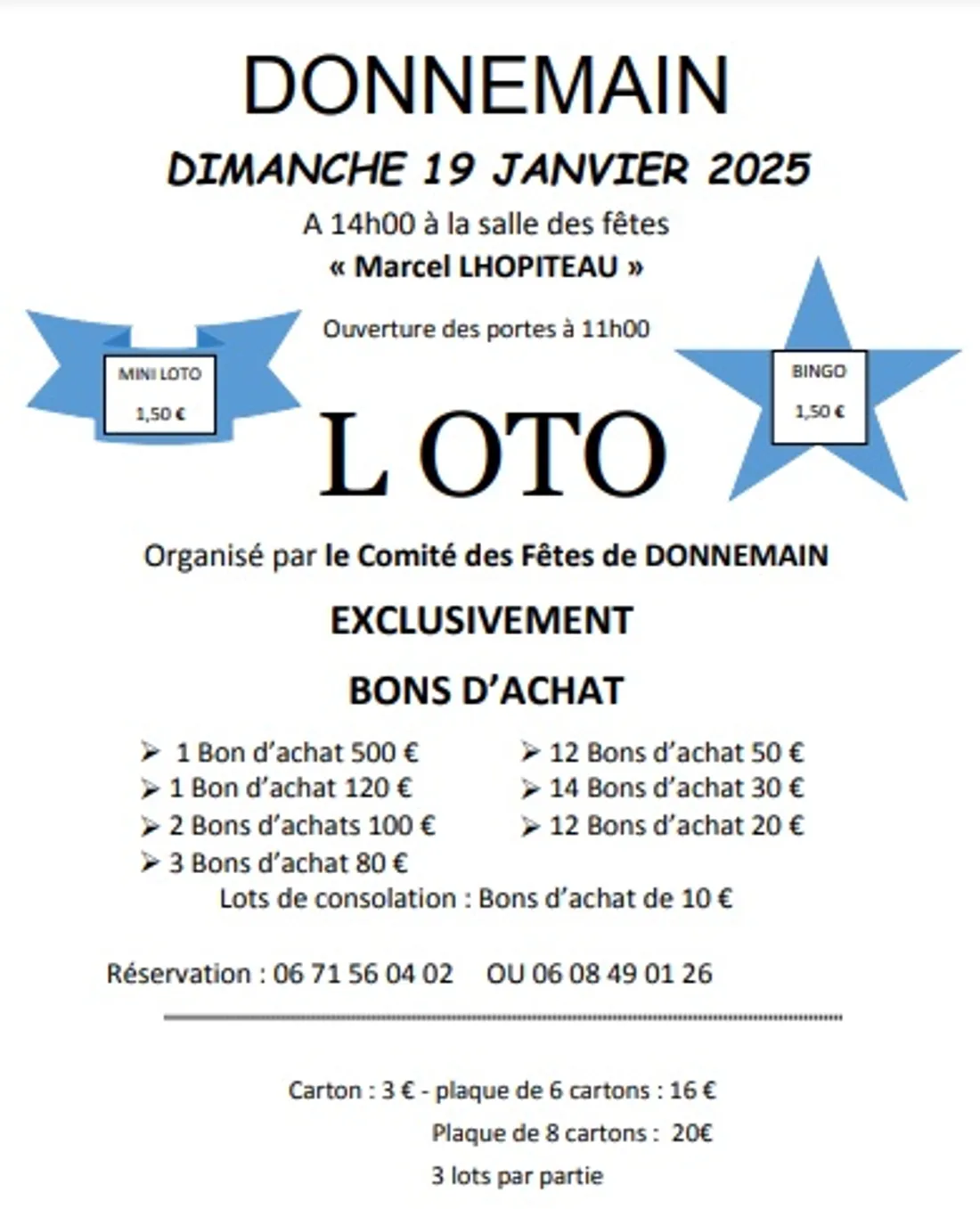 DONNEMAIN - Loto du comité des fêtes