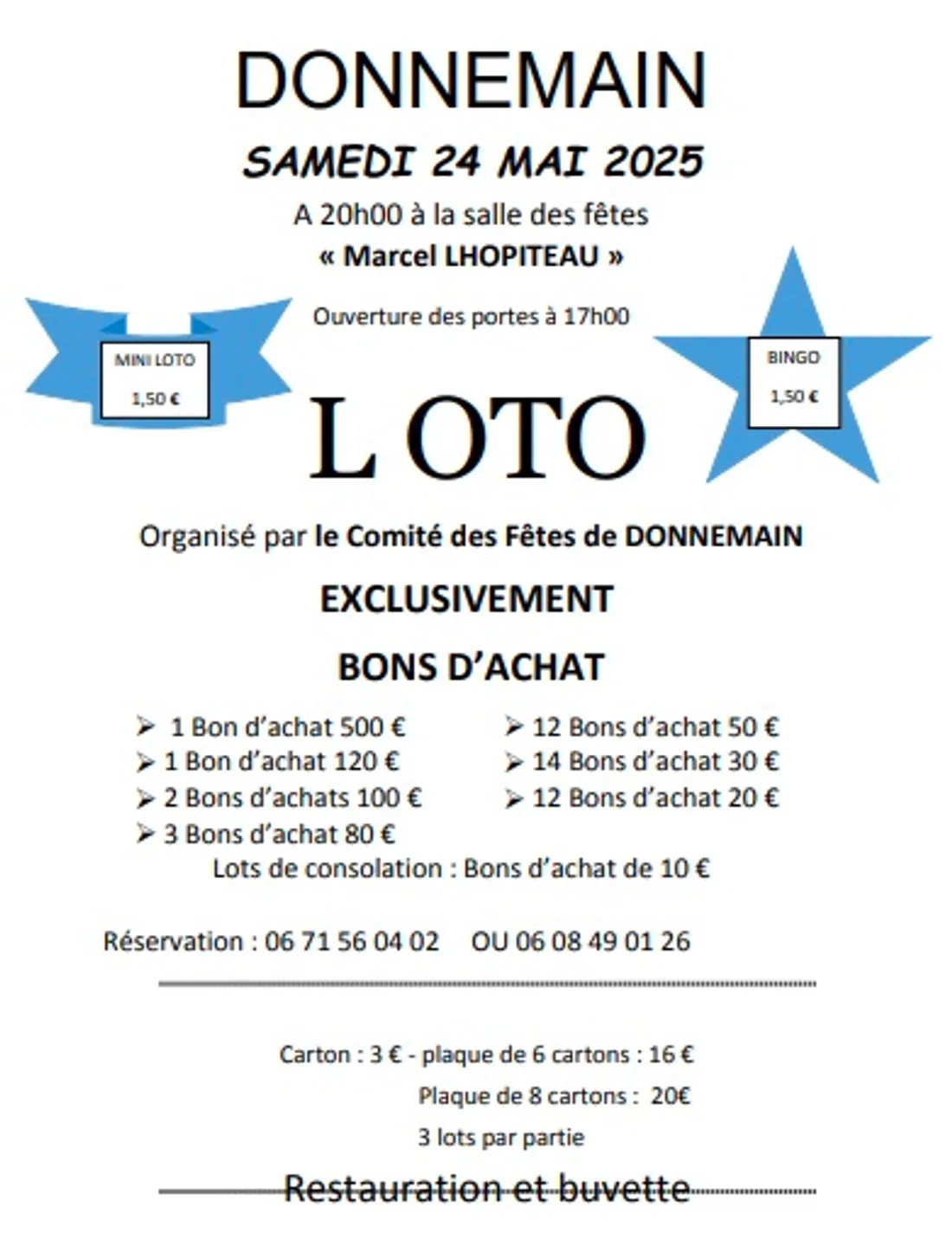 DONNEMAIN - Loto du comité des fêtes