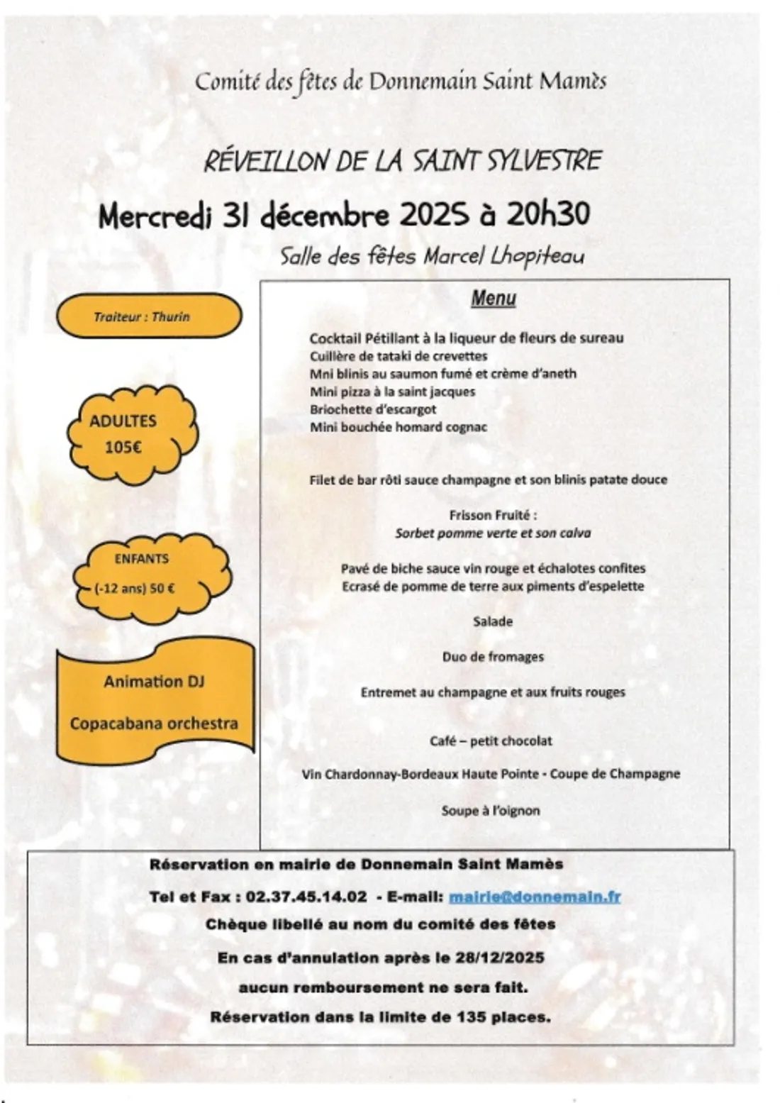 DONNEMAIN - Réveillon de la Saint-Sylvestre du comité des fêtes