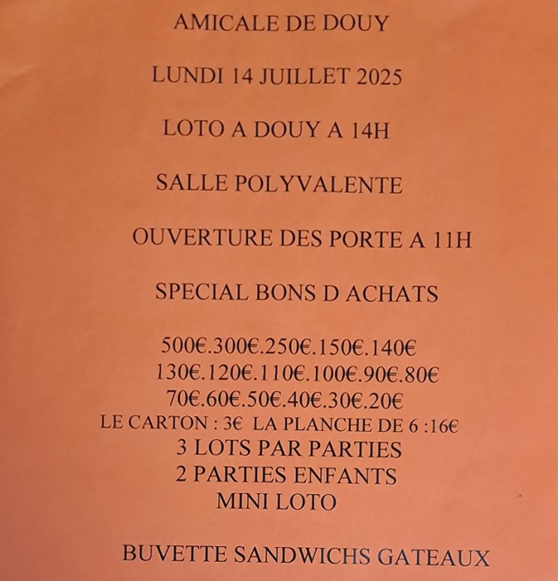 DOUY - Loto de l'Amicale de Douy