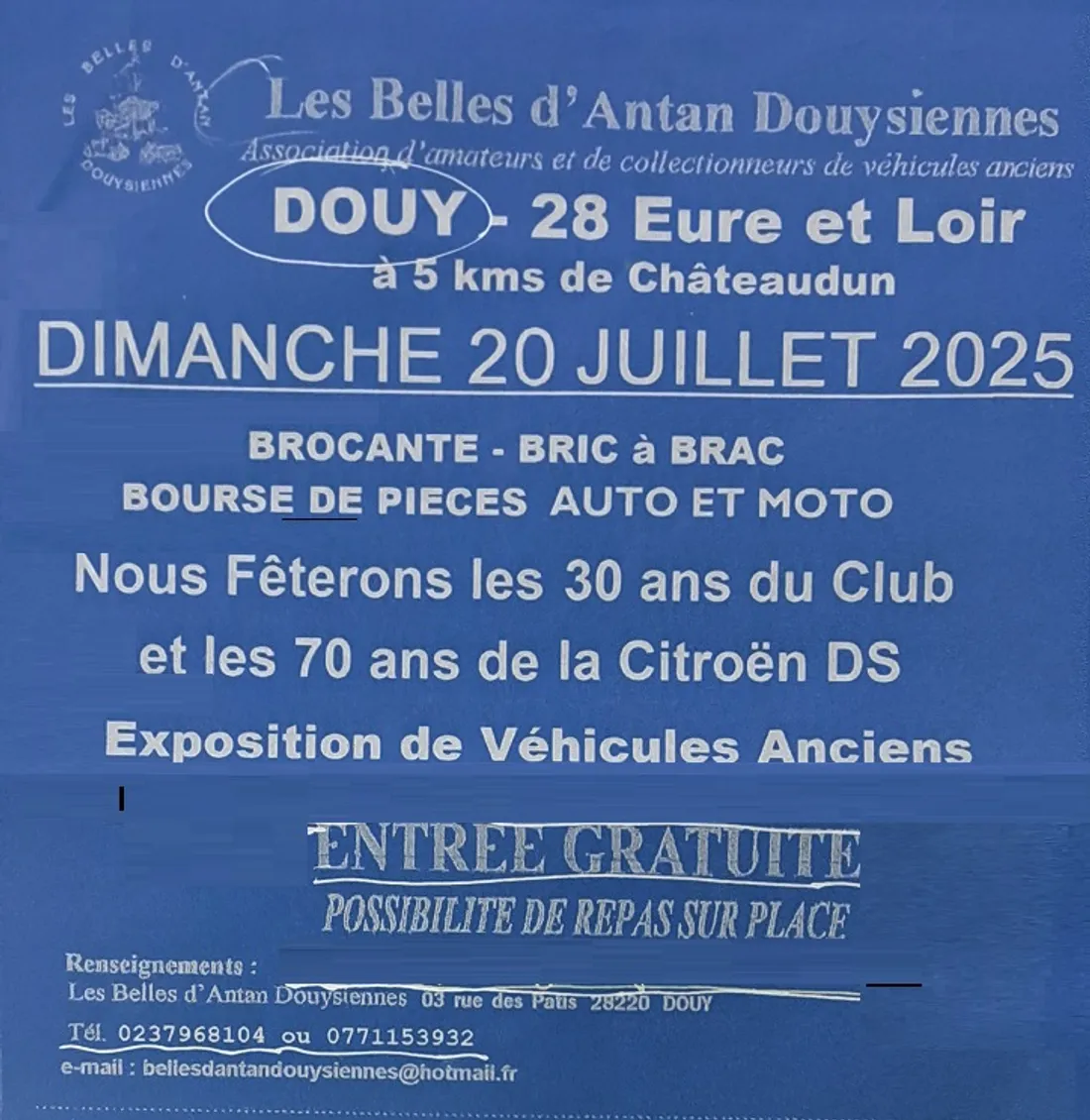DOUY - Les 30 ans des Belles d'Antan Douysiennes : Brocante, bourse
