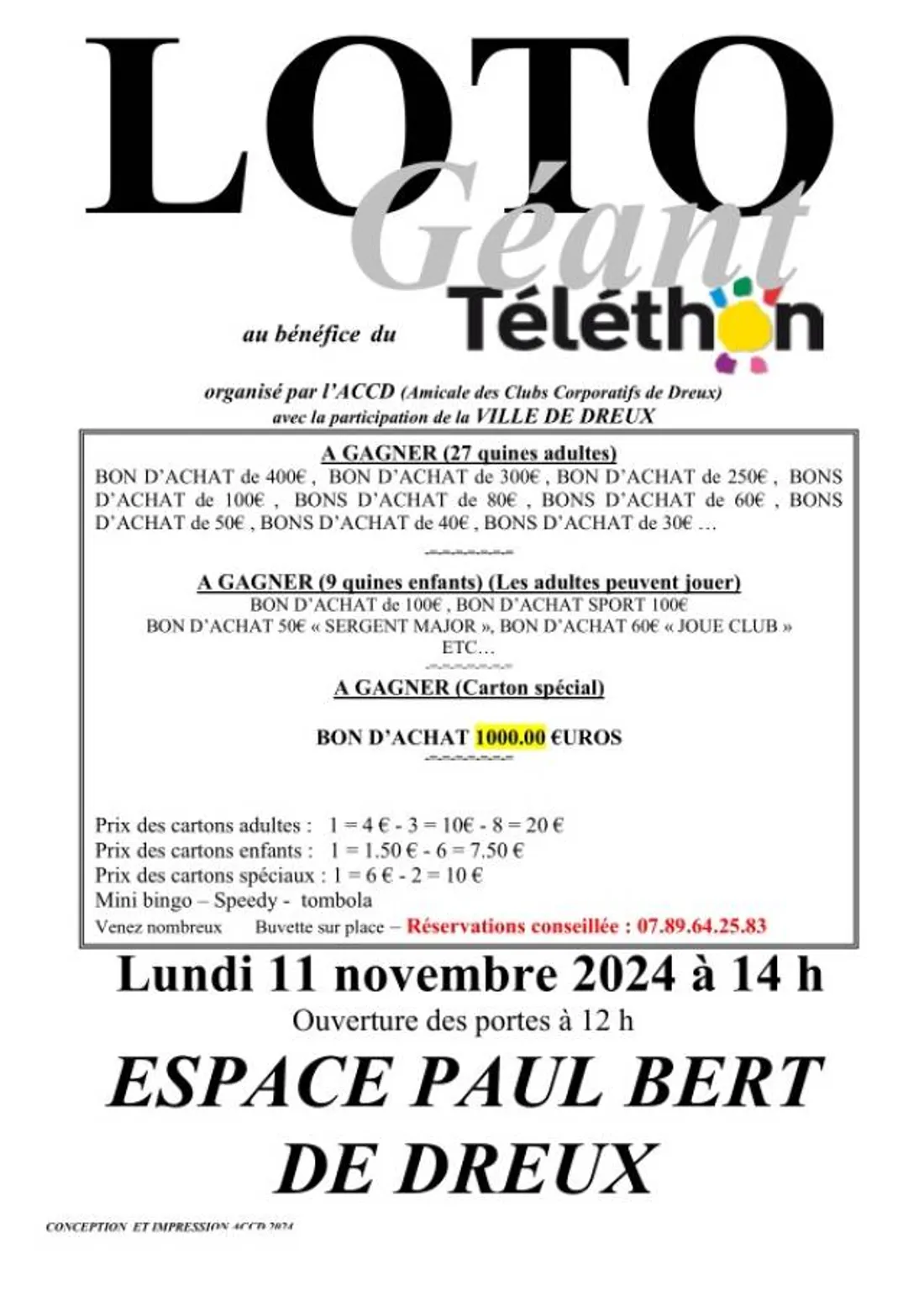 DREUX - Loto géant au profit du Téléthon