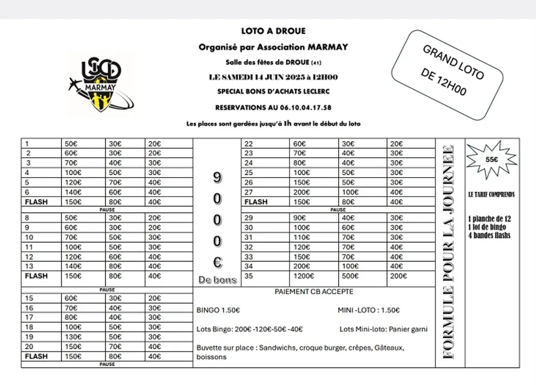 DROUÉ (41) - Loto de l'association Marmay