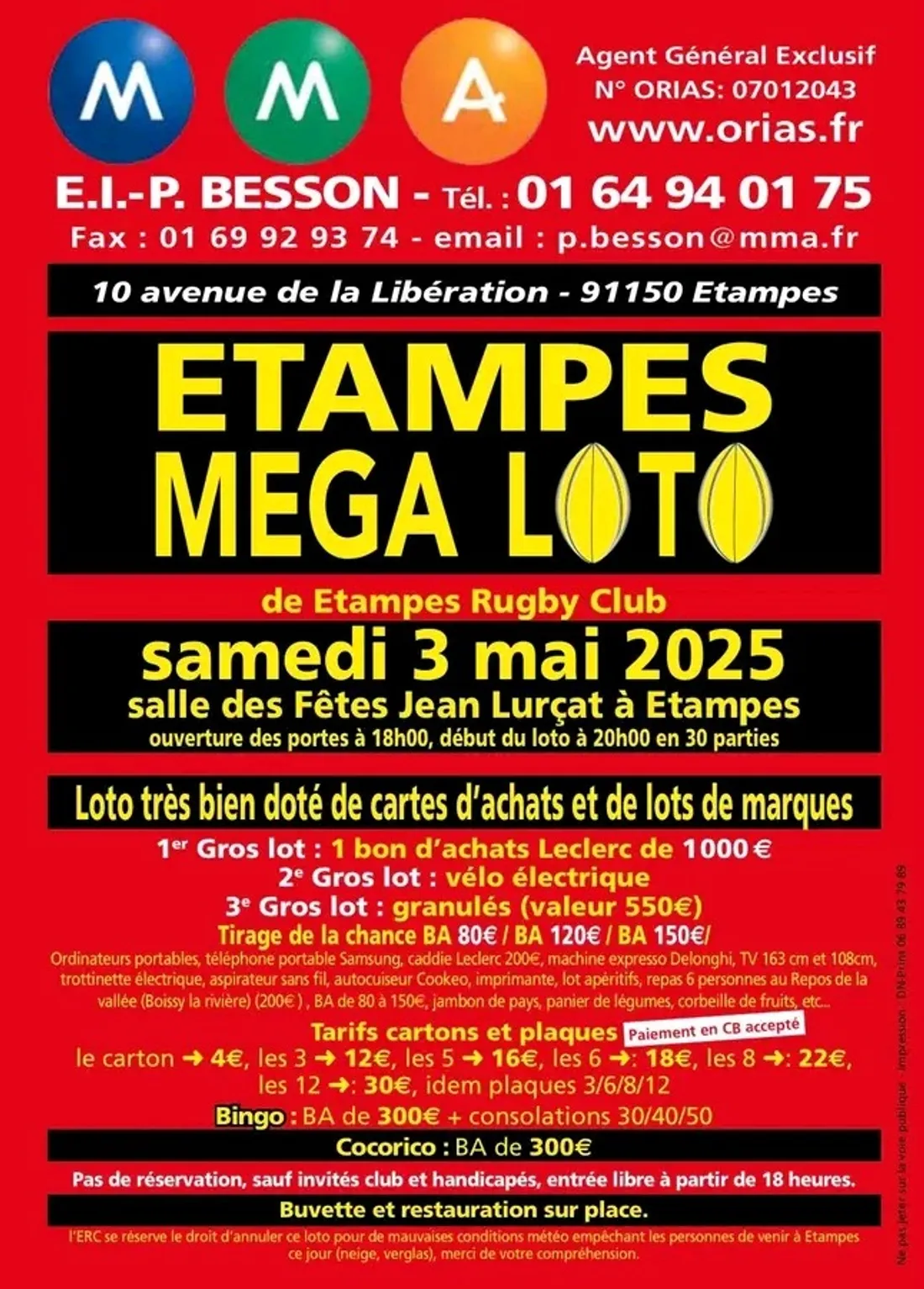 ÉTAMPES (91) – Loto du Rugby Club
